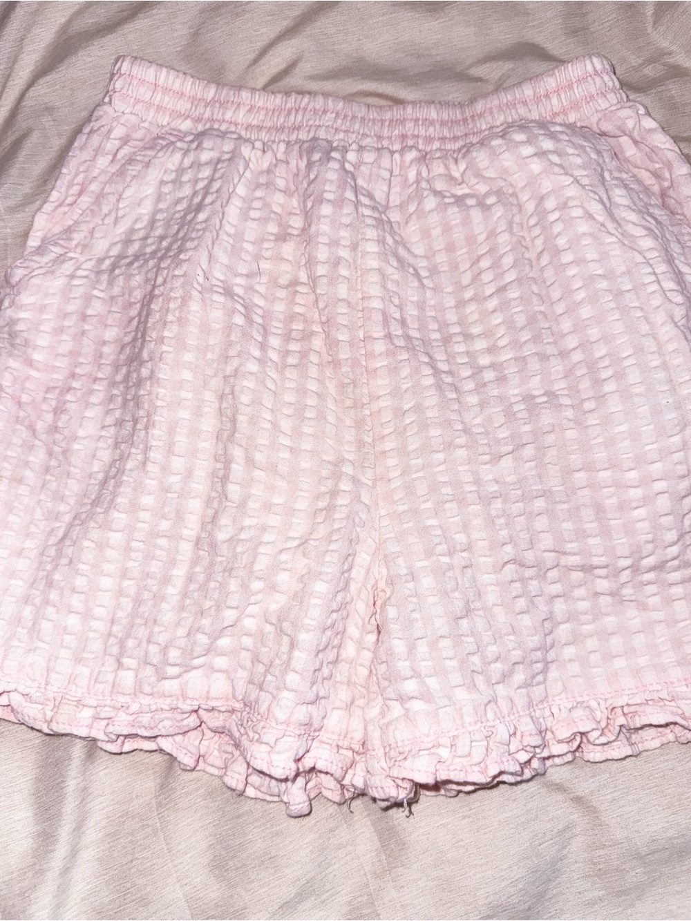 Le Top Light Pink Waffle Knit Shorts